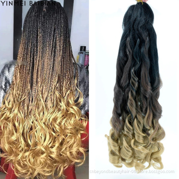 Pre Stretched Bouncy Braiding Hair For Box Braids 22 Inch Loose Wavy Braiding Hair  Silky French Curls
